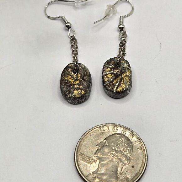 "5/$25" Artisan Crafted Clay Mixed Metal Dangle Earrings, 925 Ear Wires - Picture 4 of 9